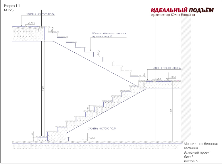 Проект монолитной лестницы