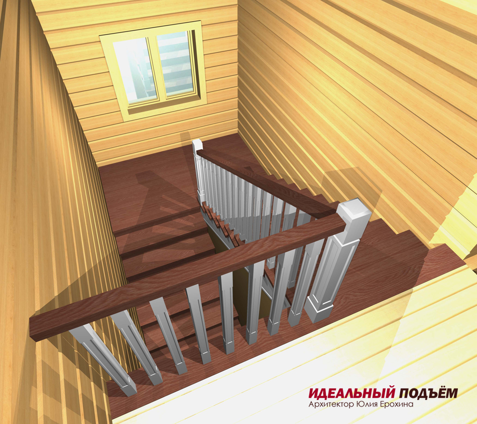 Эскизный проект деревянной лестницы с 3D визуализацией